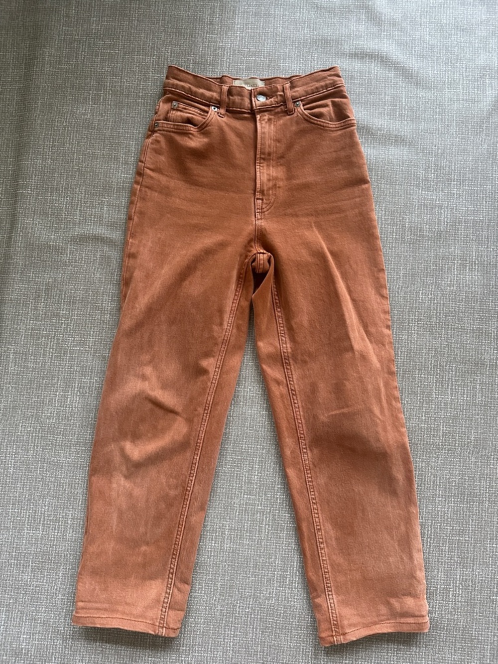 Everlane Women’s High Rise Straight Leg Jeans Rust Brown Size 24 Organic Cotton